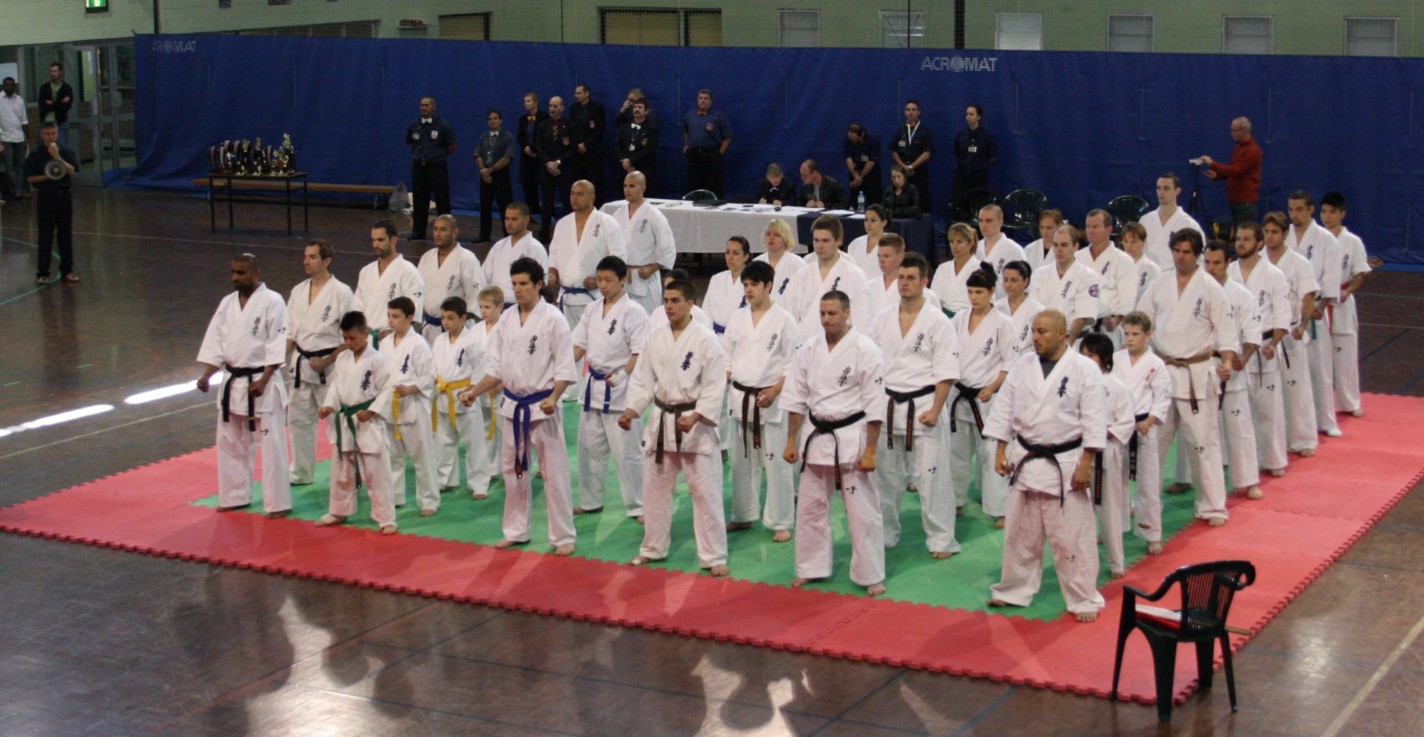 Kyokushin students assembled at a Brisbane tournament