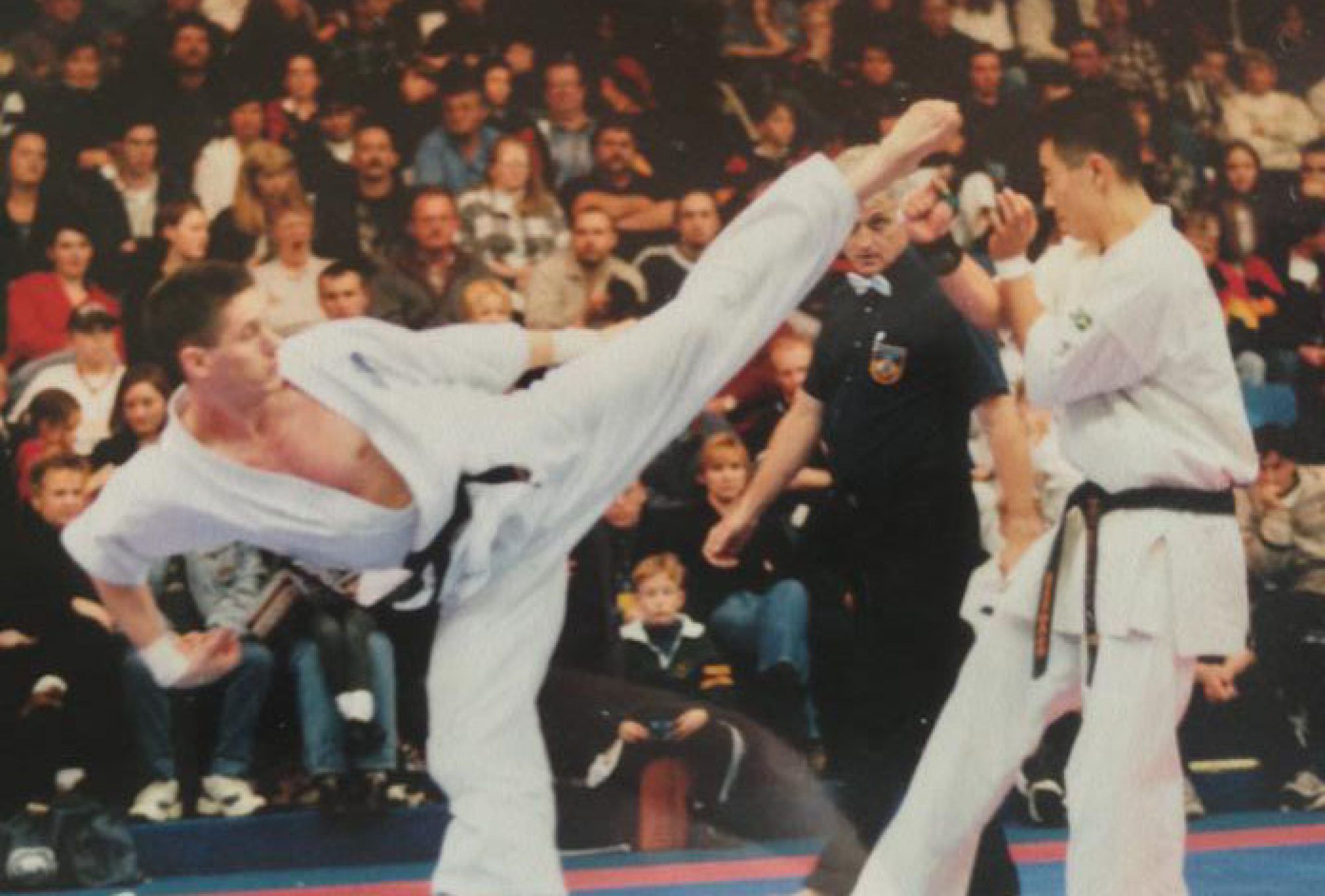 Shihan Dominic Hopkins competing in an international Kyokushin tournament