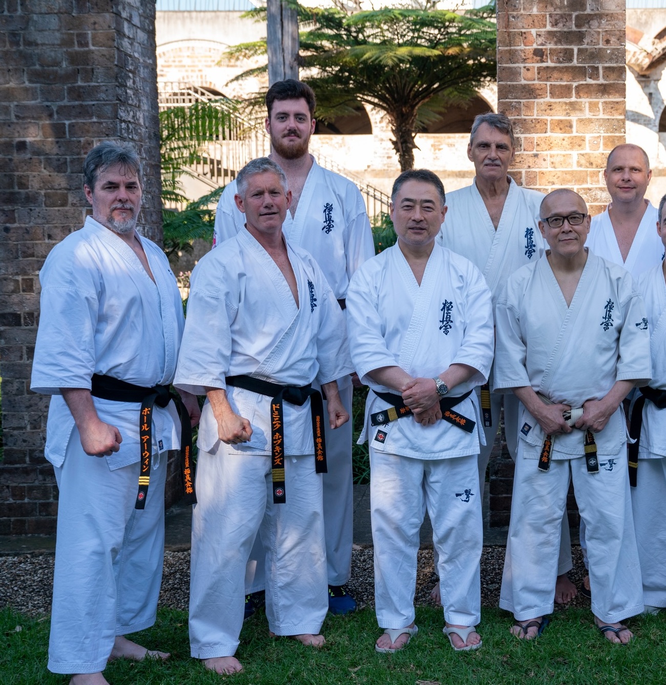 Shihan Dominic Hopkins with senior IKO instructors in Brisbane